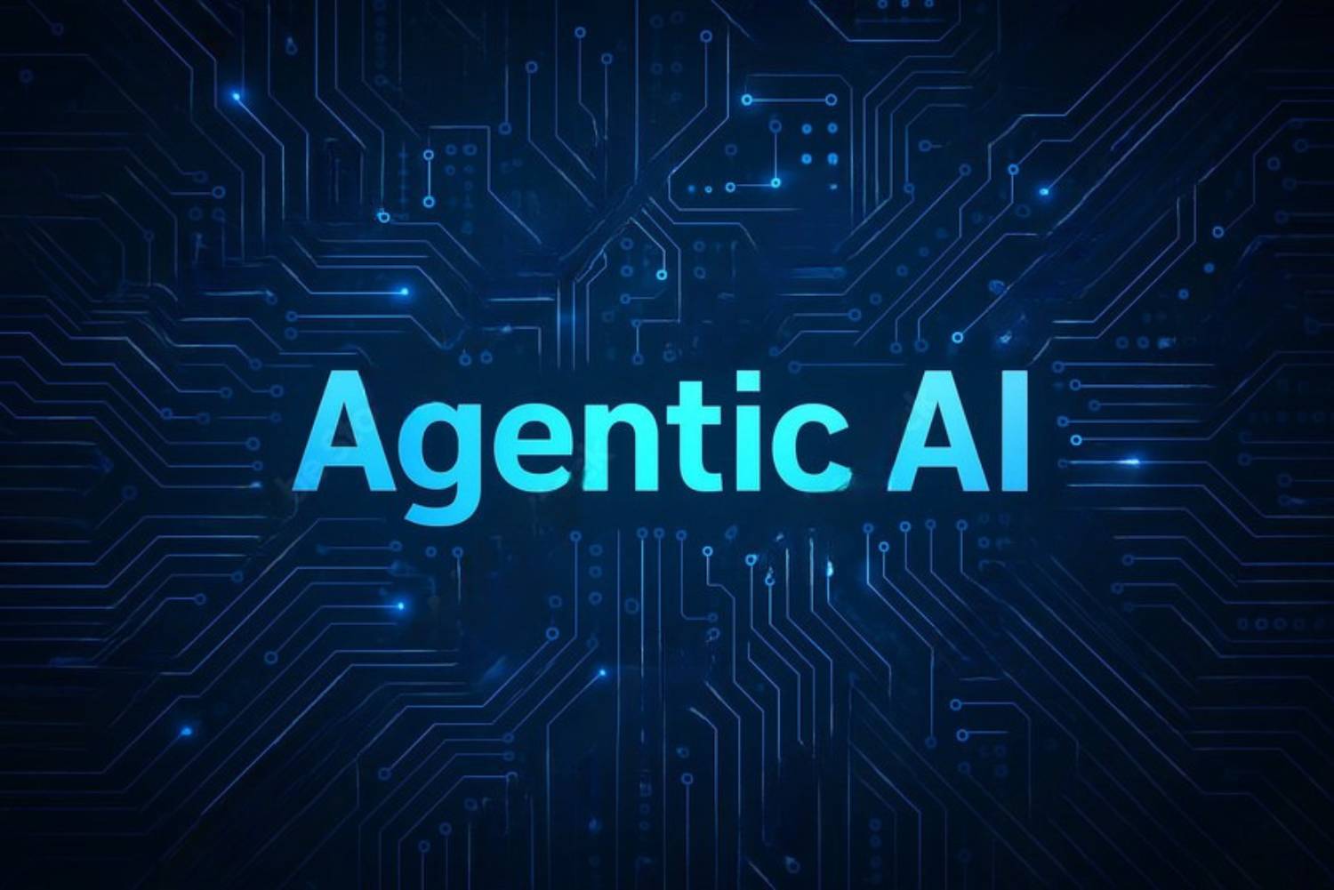 Agentic AI concept with glowing circuit board background representing autonomous artificial intelligence systems